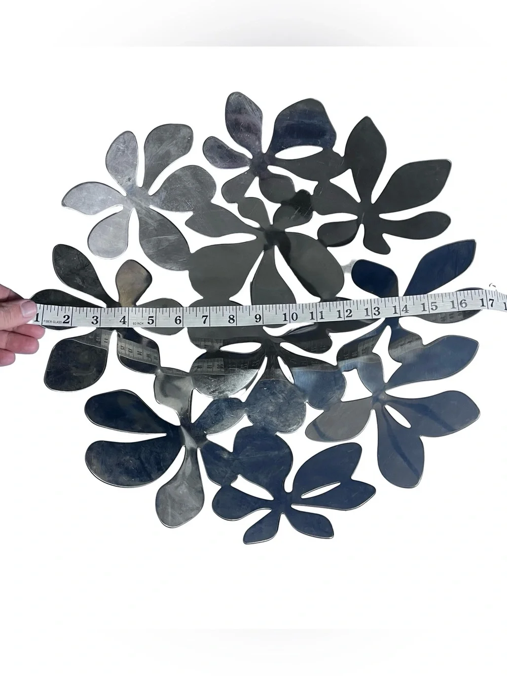 IKEA Stockholm Stainless Steel Leaf Bowl 17” Monika Mulder Fruit Cutout Silver